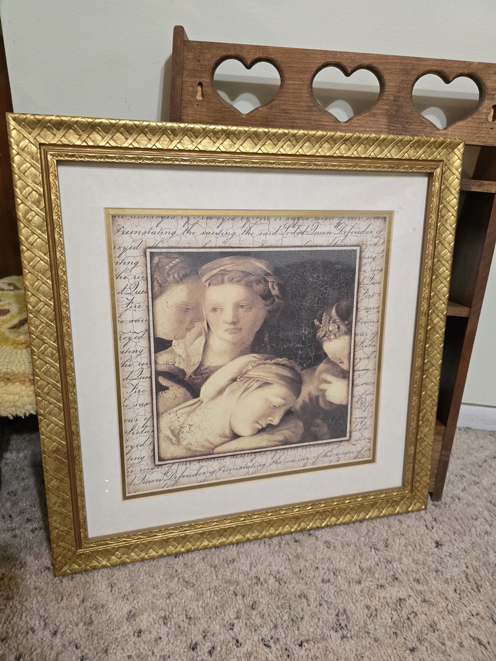 Framed piece is the "Renaissance Secret" art print by Sid Dickens